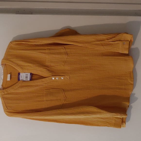 Mote 100% cotton long sleeve blouse gold yellow - Picture 1 of 5